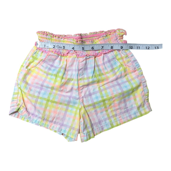 GARANIMALS-Girls Pastel Plaid 100% Cotton Shorts-Comfy Elastic Waist-5T Preowned - Picture 2 of 6